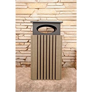 488tr145040-gallon-trash-receptacle-with-rain-cap-lid-square-liner-included-recycled-plastic-weathered