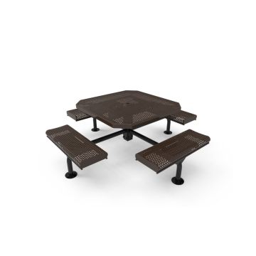 Picnic-Table-46-Inch-Octagon-Pedestal-Nexus-With-Rolled-Seats-Perforated-Metal-Surface-Mount-ParkTastic