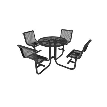 bistro-table-with-swivel-seats-perforated-punched-steel-circle-pattern