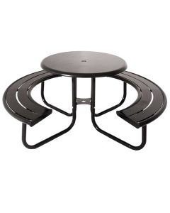 36" - Hartford  Series Table - Round - Horizontal Slat Seats - Solid Top - Powdercoated - Premium Collection