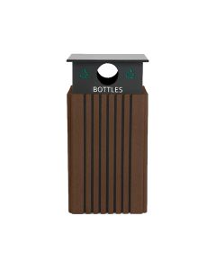 40 Gallon - Recycling Receptacle - With Bottle Cap - Square - Liner Included - Recycled Plastic