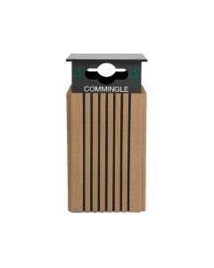 40 Gallon - Recycling Receptacle - With Commingle Cap - Square - Liner Included - Recycled Plastic