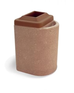 Schaefer - Half-Round - Concrete - Ash Urn & Trash Receptacle - w/ Plastic Lid