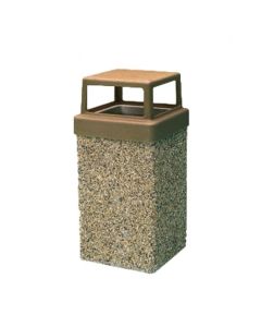 Square - Concrete - Trash Receptacle w/ Plastic Lid