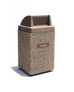 Steel Side Door - 45 Gallon - Square - Concrete - Trash Receptacle - w/ Plastic Lid