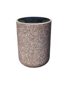 Round - Concrete - Trash Receptacle - w/ Aluminum Lid