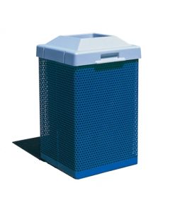 Perforated Steel - Square - Metal - Trash Receptacle - w/ Lid