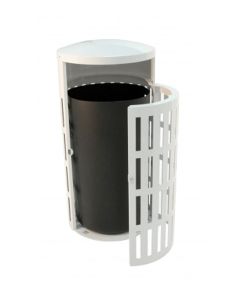Modish - 36 Gallon - Round - Metal - Trash Receptacle - w/ Latch Door