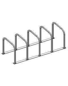 Inverted U Bike Rack on Rails - 2 3/8"OD Round Tube