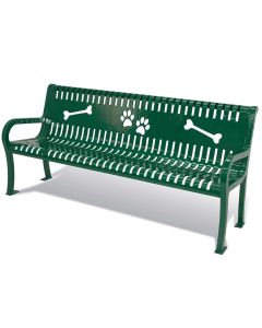 Lexington - Dog Park Paw Prints and Bones Bench - 6' - with Back