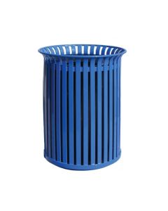 Flat Steel - Round - Metal - Trash Receptacle - w/ Metal Lid