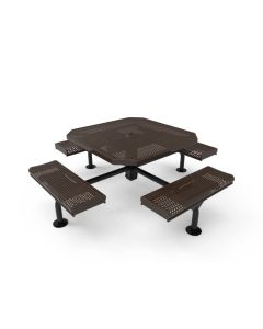 46" Nexus Octagon Pedestal Picnic Table with Rolled Seats - ParkTastic