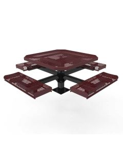46" Octagon Pedestal Picnic Table with Rolled Seats - ParkTastic - ParkTastic