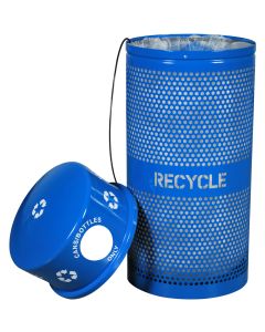 34 Gallon - Recycling Receptacle - Recycle Blue Gloss - Dome Top for 601 Series