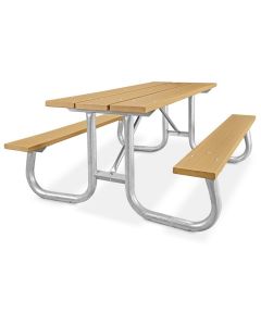 Rectangular Recycled Plastic Picnic Table with Heavy-Duty Galvanized Steel Frame