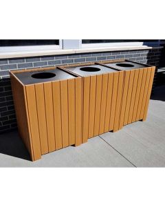 Standard-duty Square Recycled Plastic Recycling Center with 2 or 3 Receptacles