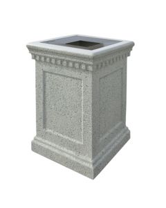 Colonial - Square - Concrete - Trash Receptacle - w/ Metal Lid