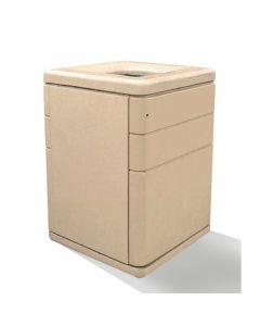 Powder-Coated Aluminum Door - Square - Concrete - Trash Receptacle - w/ Metal Lid & Locking Door