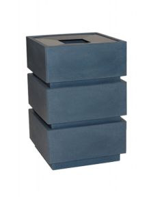 Three-Tier - Square - Plastic - Trash Receptacle - w/ Metal Lid