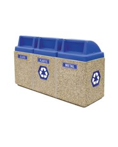 Three in One - Rectangular - Concrete - Trash Receptacle - w/ Plastic Lid