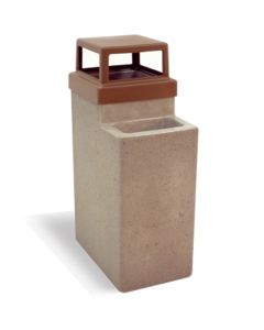 Hilton Rectangle Concrete - Ash Urn & Trash Receptacle - w/ Plastic Lid