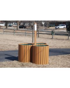Standard-duty Round Recycled Plastic Recycling Center with 2 or 3 Receptacles