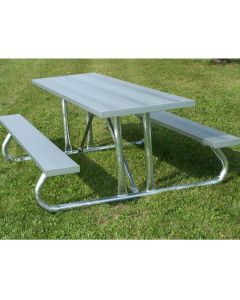 Aluminum Picnic Table - Heavy Duty 2 3/8" Tubing - Galvanized Steel Frame